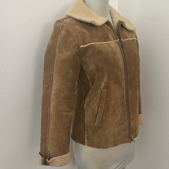 Gap suede leather brown Sherpa lines jacket coat western XS - Picture 1 of 9